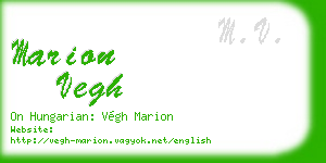 marion vegh business card